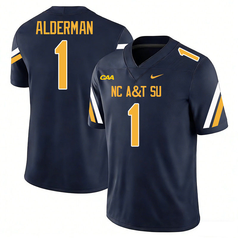 North Carolina A&T Aggies #1 Tim Alderman College Football Jerseys,Uniforms-Navy